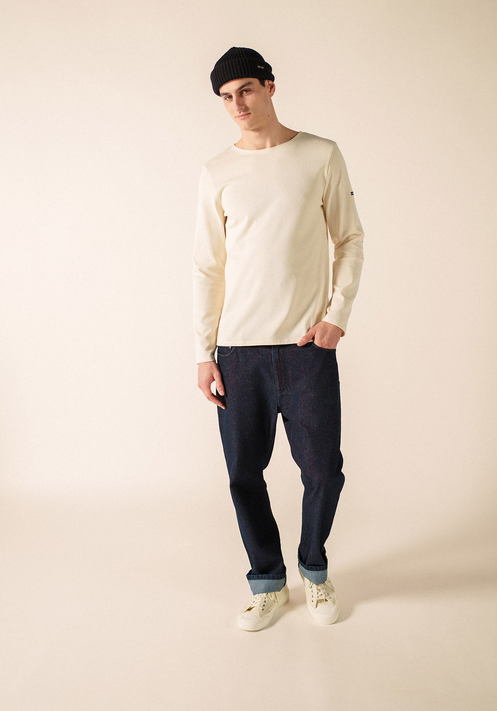 Méridien patches Breton shirt (ECRU/NAVY/ECRU)