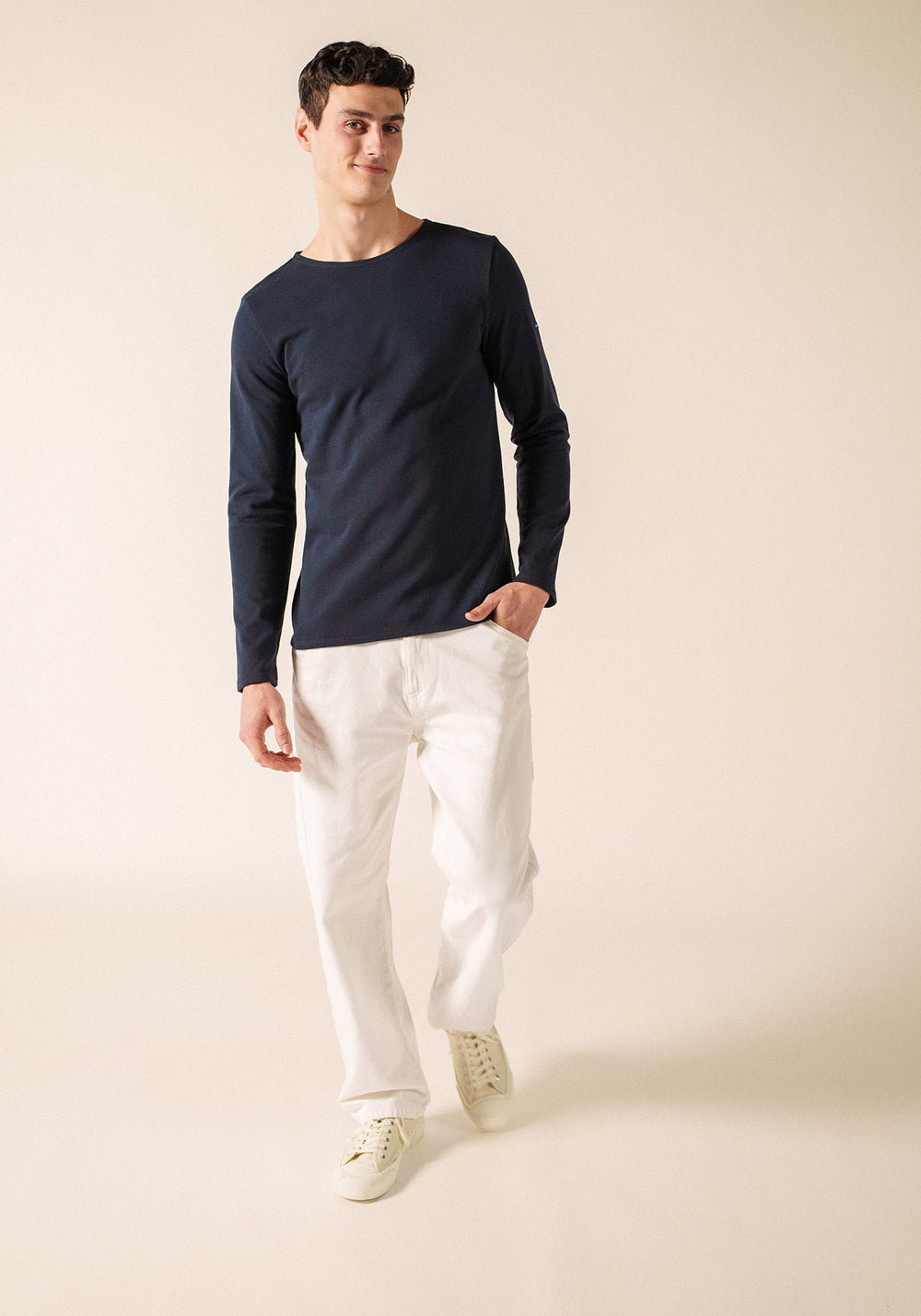 Méridien patches Breton shirt (NAVY/ECRU/NAVY)