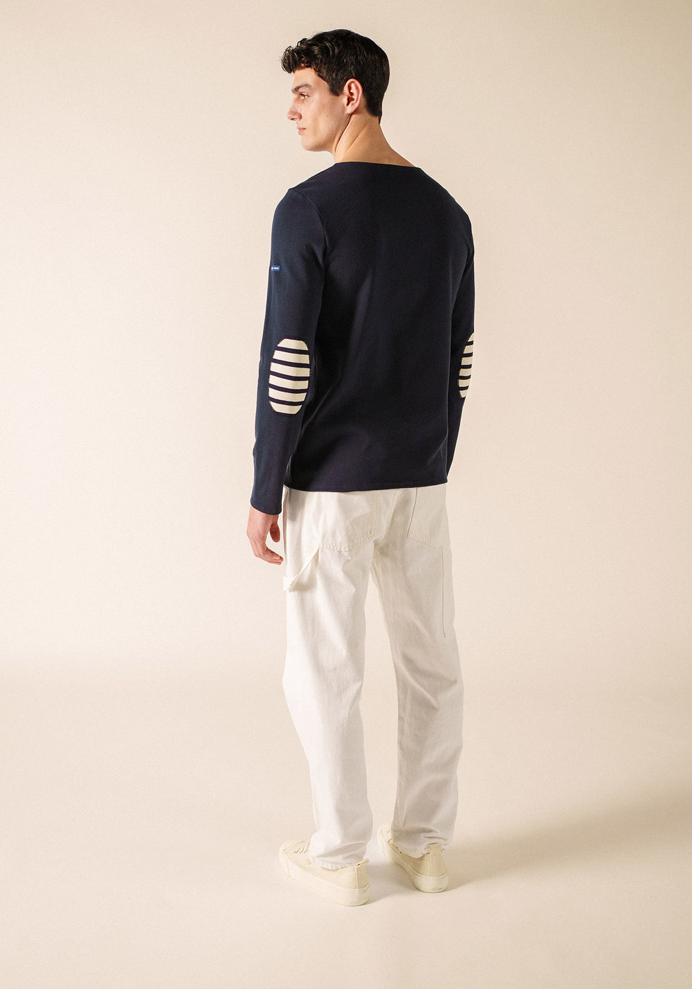Méridien patches Breton shirt (NAVY/ECRU/NAVY)