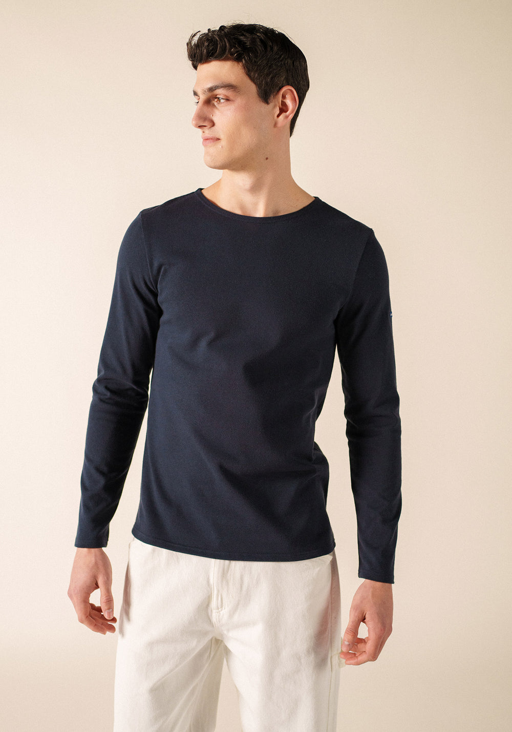 Méridien patches Breton shirt (NAVY/ECRU/NAVY)