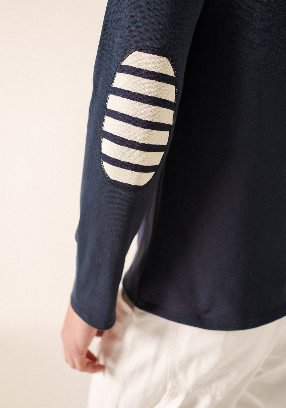 Méridien patches Breton shirt (NAVY/ECRU/NAVY)