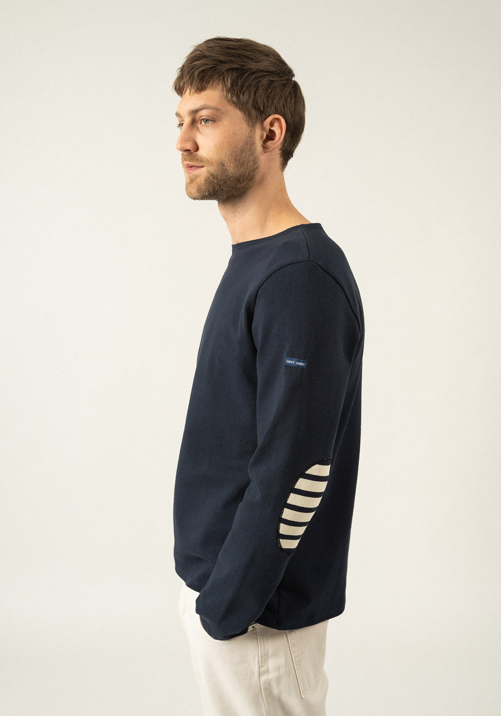 Méridien patches Breton shirt (NAVY/ECRU/NAVY)