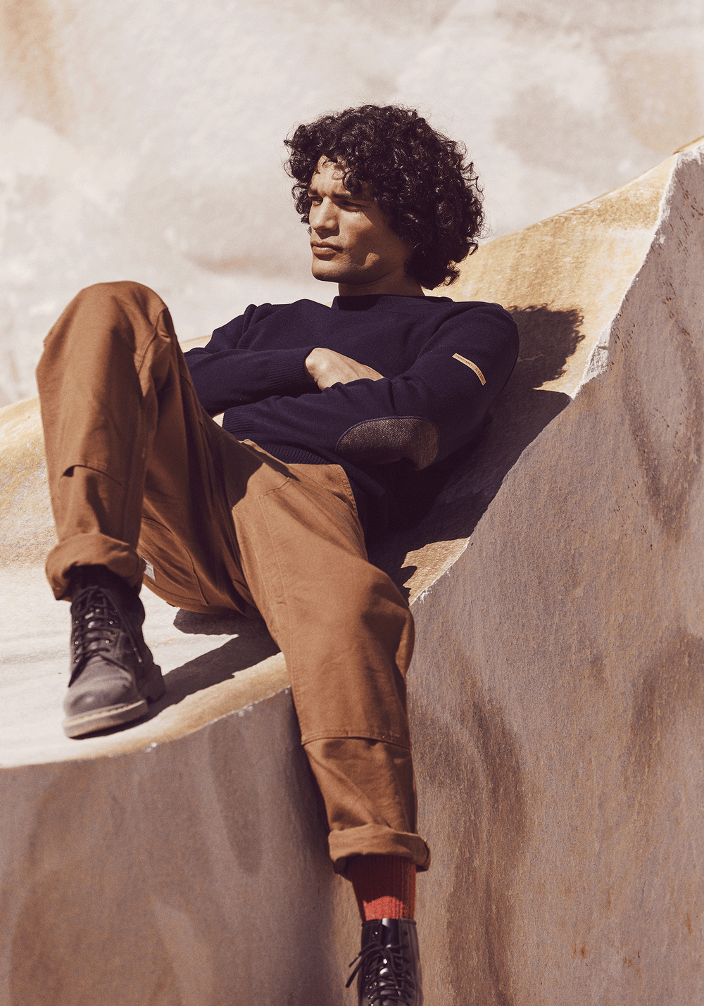 Patrimoine sailor jumper with elbow patches - SAINT JAMES x Atelier Tuffery (MARINE)