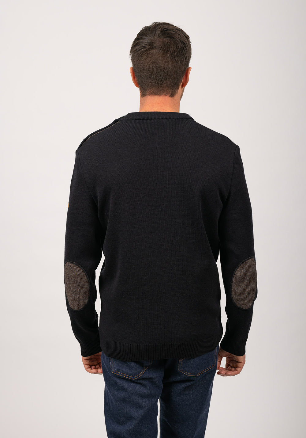 Patrimoine sailor jumper with elbow patches - SAINT JAMES x Atelier Tuffery (MARINE)