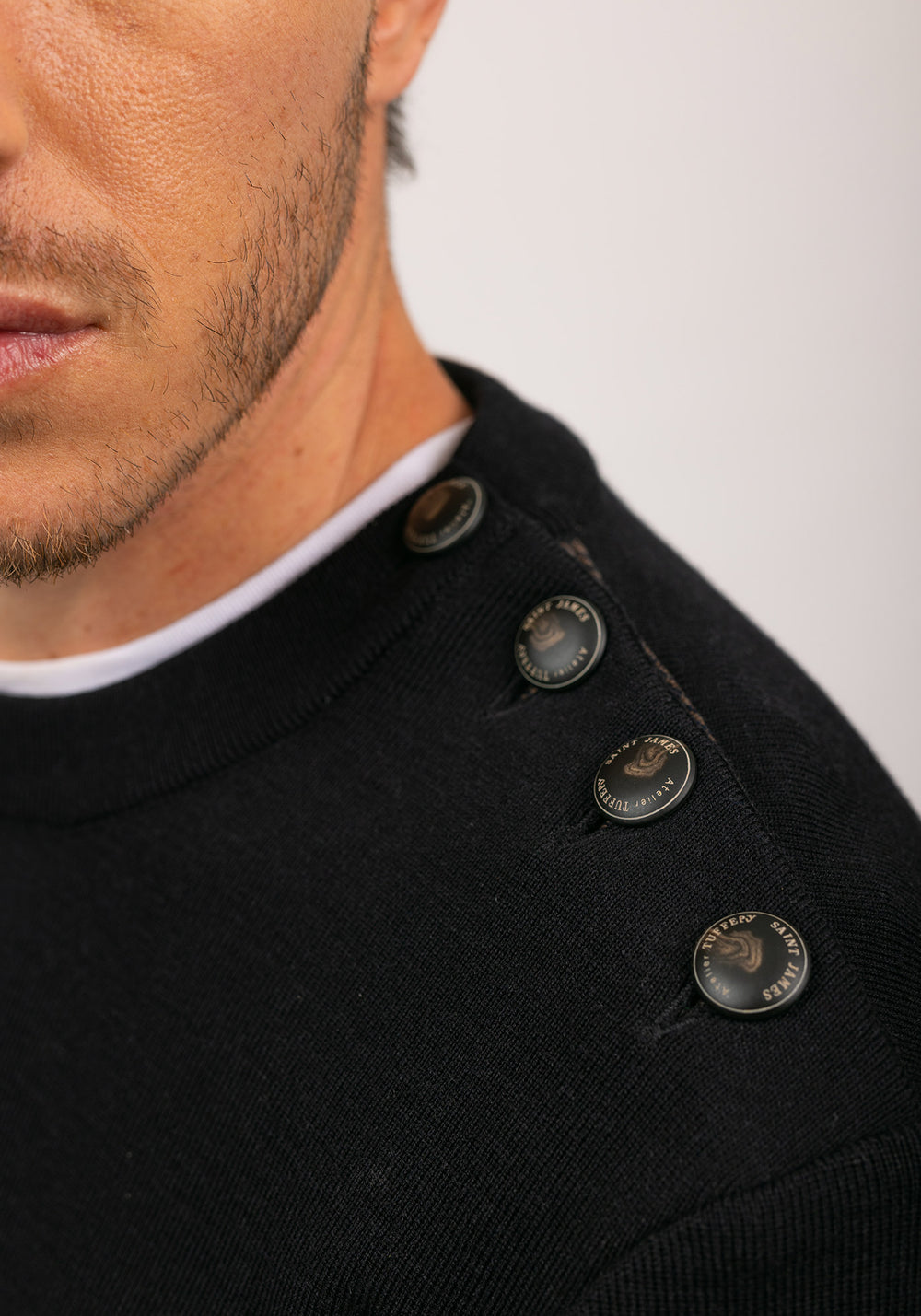 Patrimoine sailor jumper with elbow patches - SAINT JAMES x Atelier Tuffery (MARINE)