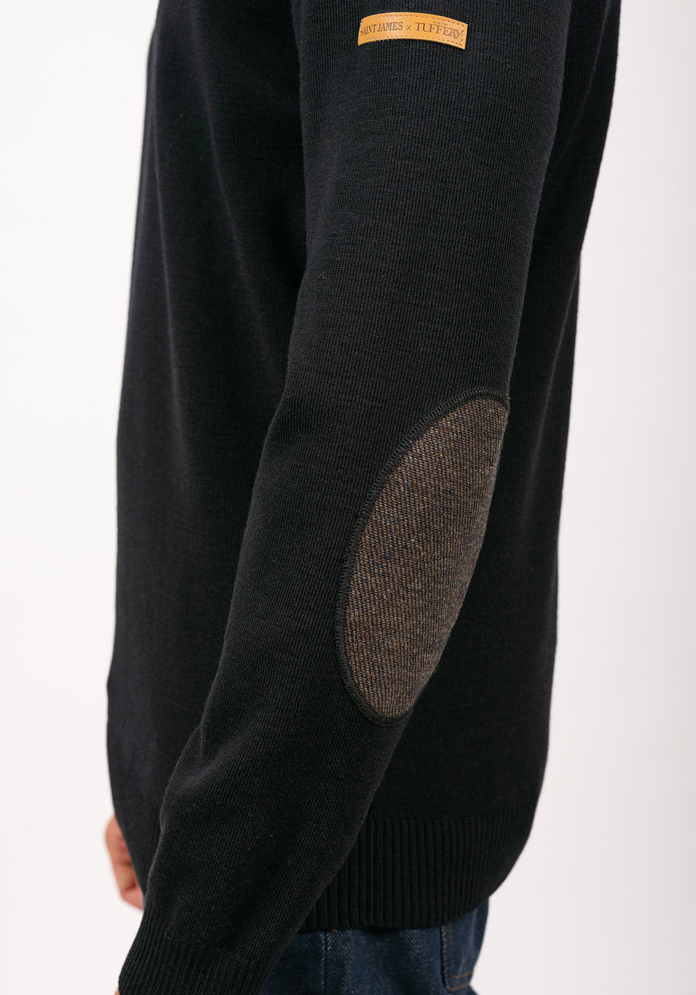 Patrimoine sailor jumper with elbow patches - SAINT JAMES x Atelier Tuffery (MARINE)