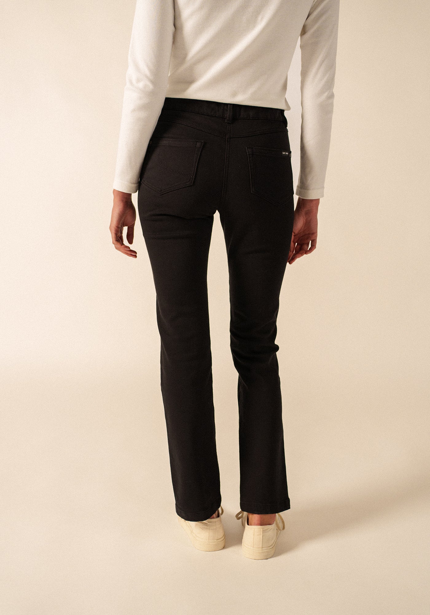 Patricia straight pants - elasticated waist, in stretch cotton (NOIR)