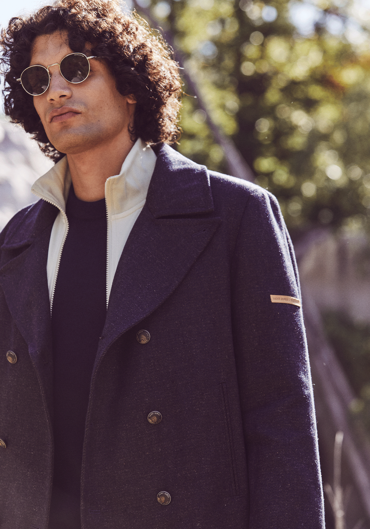 Héritage peacoat for men in Merino wool - SAINT JAMES x Atelier Tuffery (INDIGO/CHANVRE)