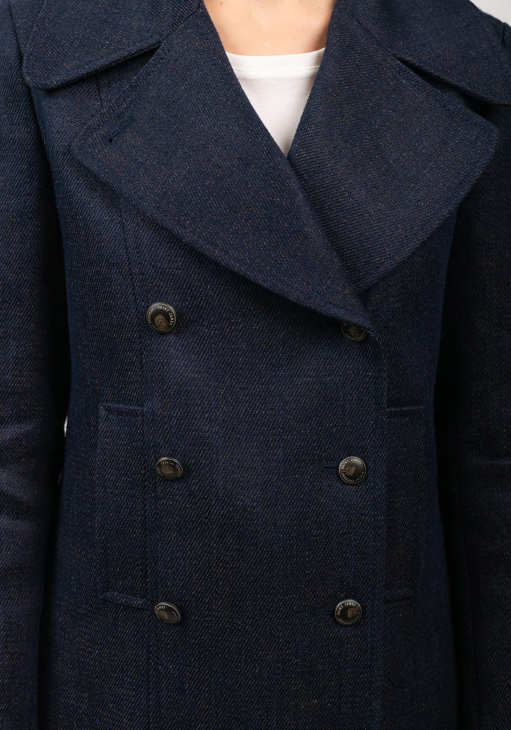 Héritage peacoat for women in Merino wool - SAINT JAMES x Atelier Tuffery (INDIGO/CHANVRE)
