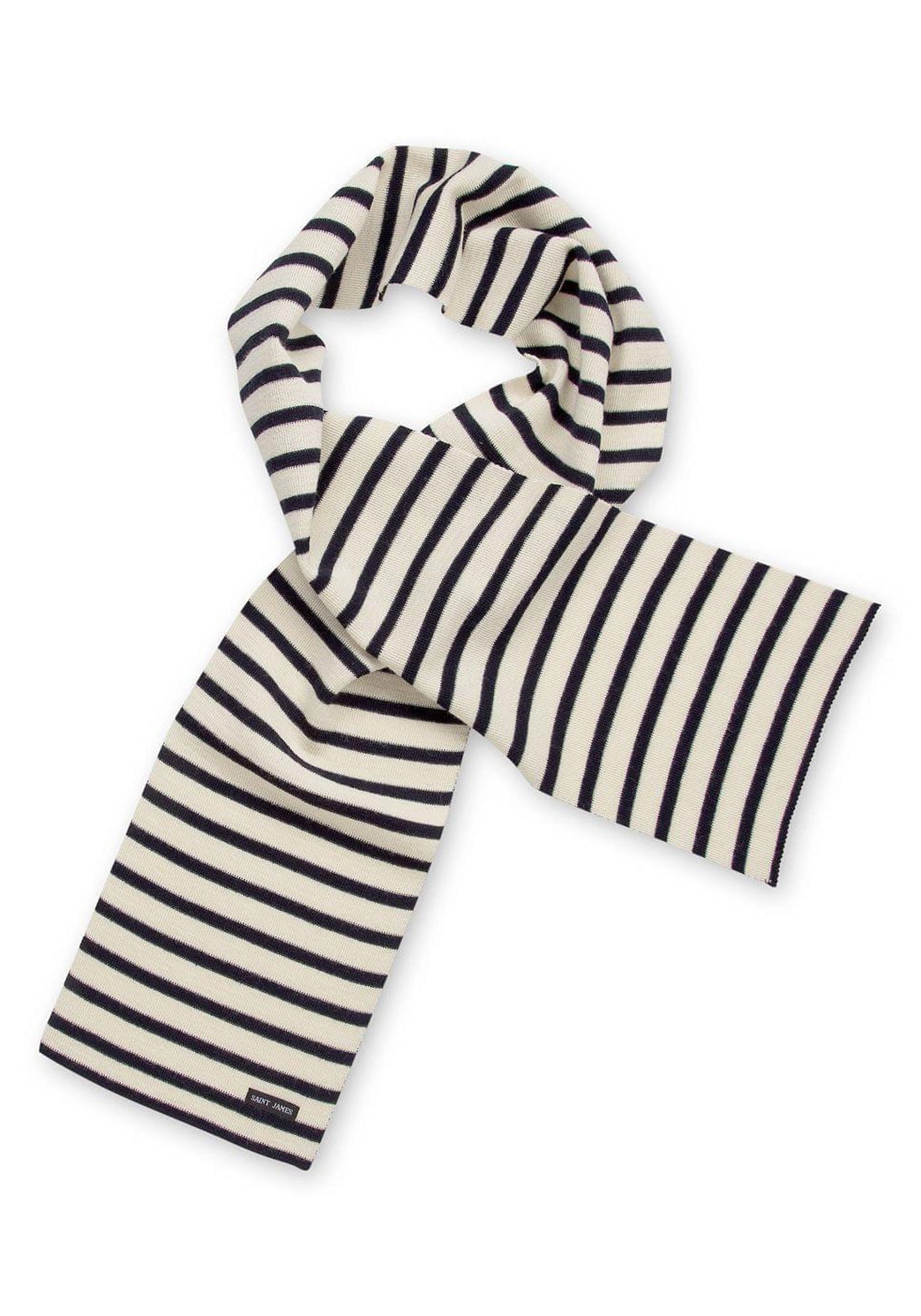 Striped scarf - in pure new wool (ECRU/MARINE)