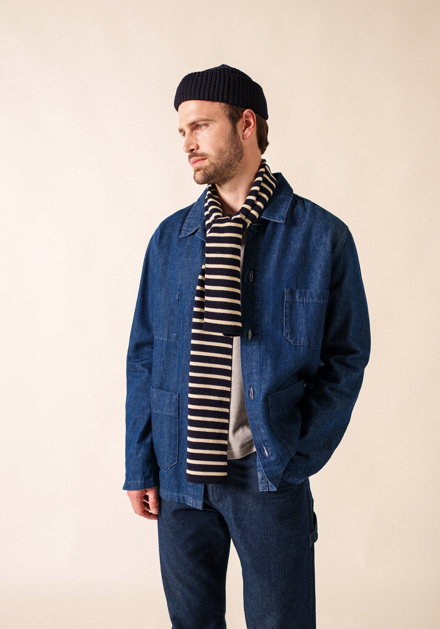 Striped scarf (MARINE/ECRU)