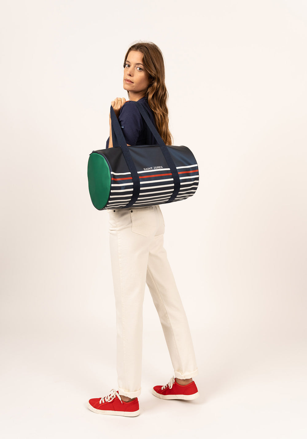 Striped bowling bag (MARINE/CIRE)