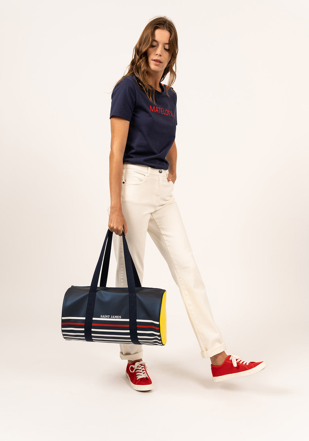 Striped bowling bag (MARINE/CIRE)