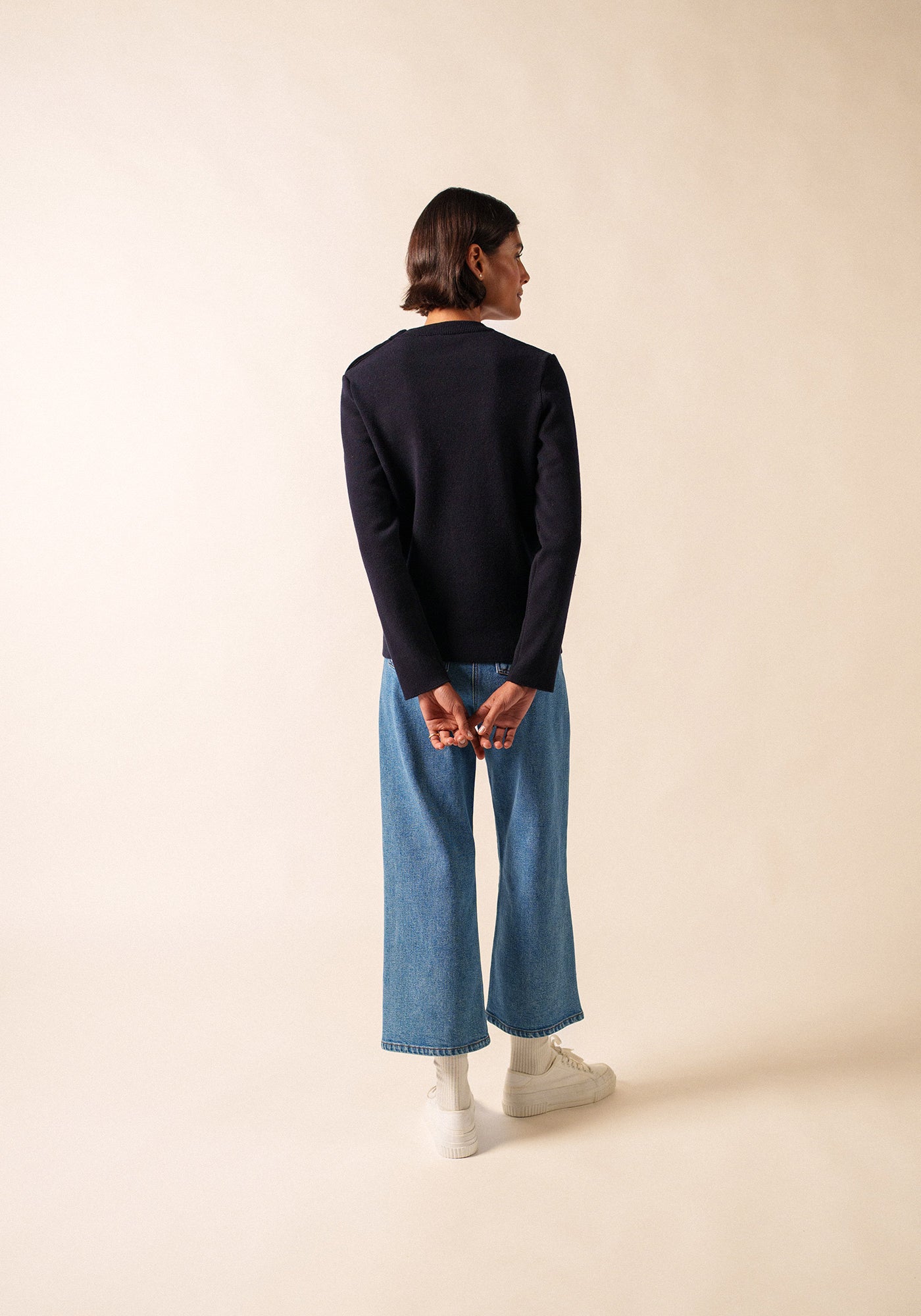 Brégançon plain sailor jumper - in cashmere (NAVY)