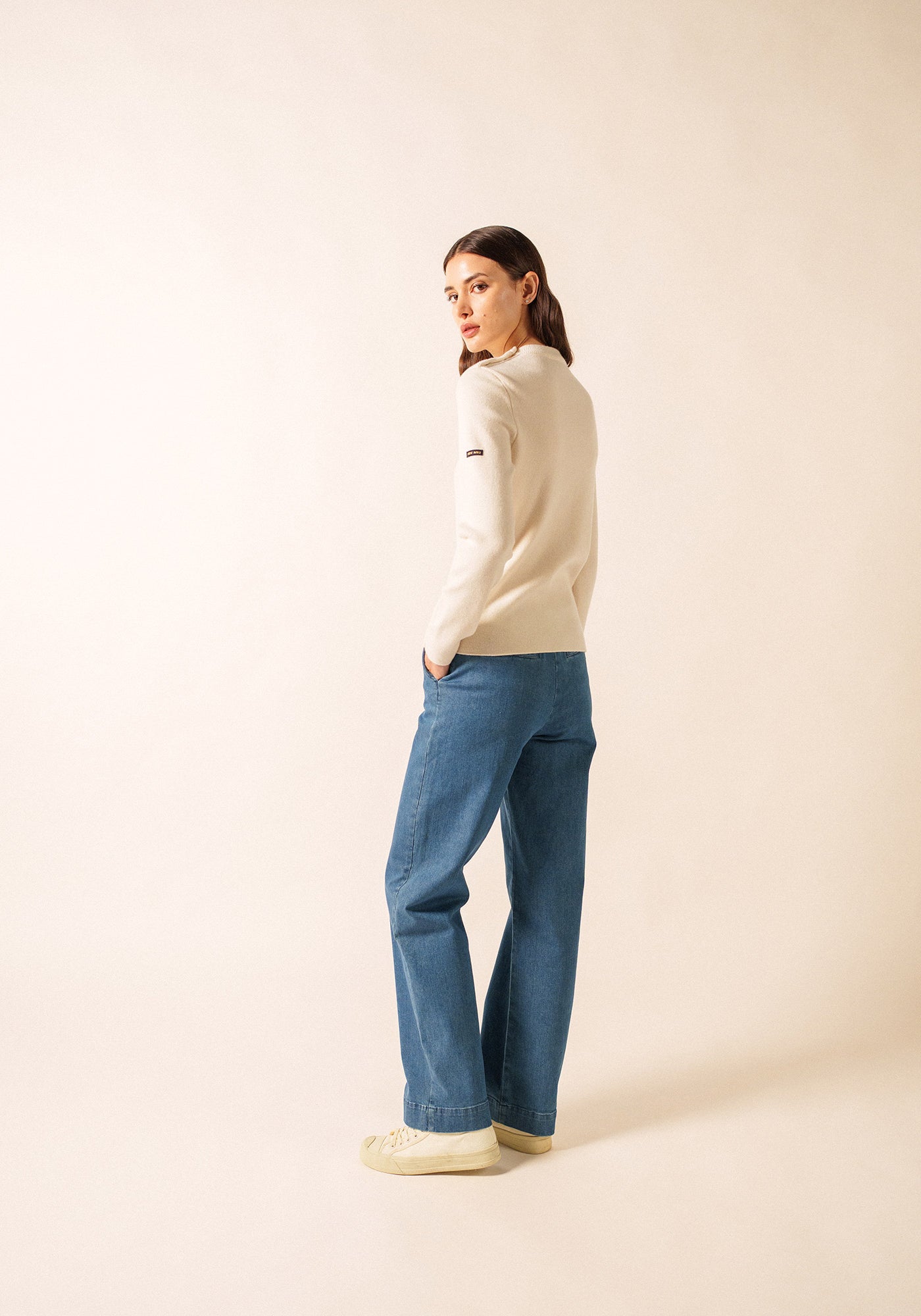 Brégançon plain sailor jumper - in cashmere (ECUME)