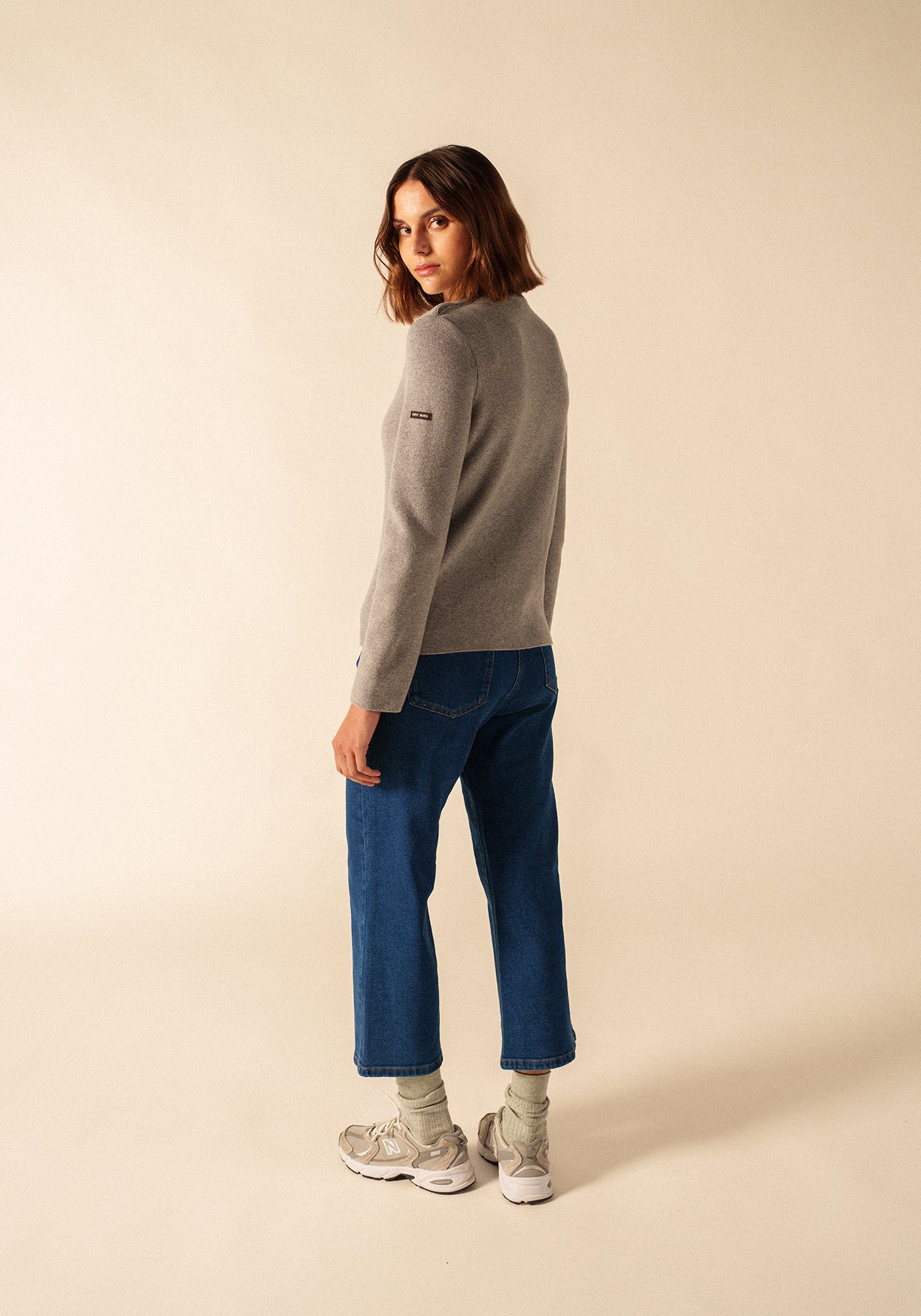 Brégançon plain sailor jumper - in cashmere (GRIS CHINE)
