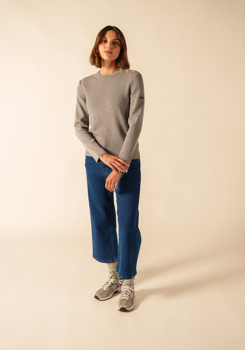 Brégançon plain sailor jumper - in cashmere (GRIS CHINE)