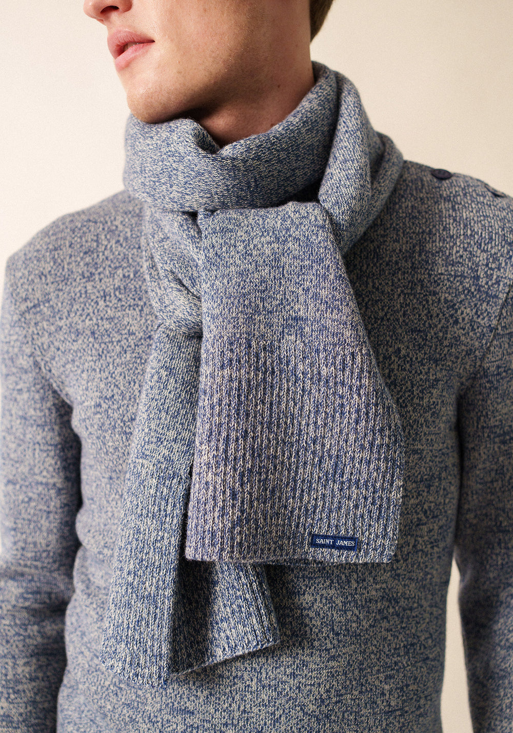 Bréauté wool scarf - SAINT JAMES 48N1W (JEAN/ECRU)