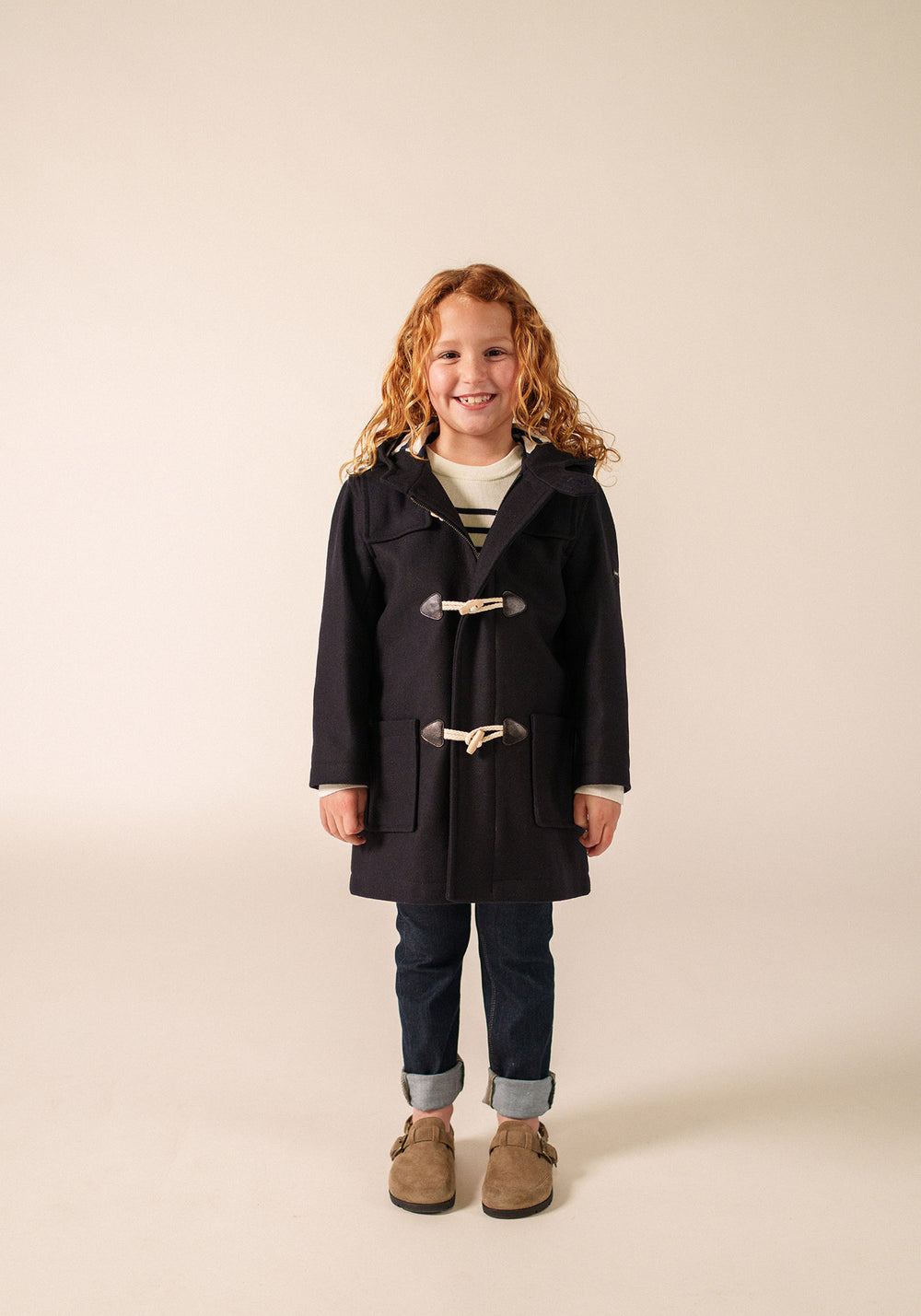 St Malo duffle-coat for children - in wool cloth (NAVY)