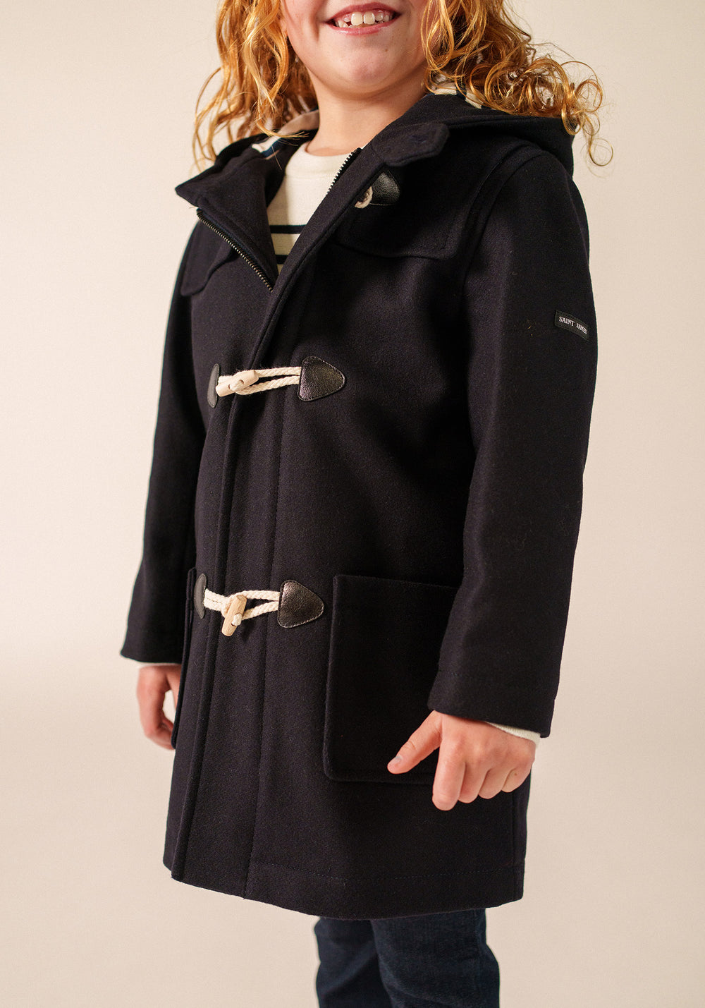 St Malo duffle-coat for children - in wool cloth (NAVY)