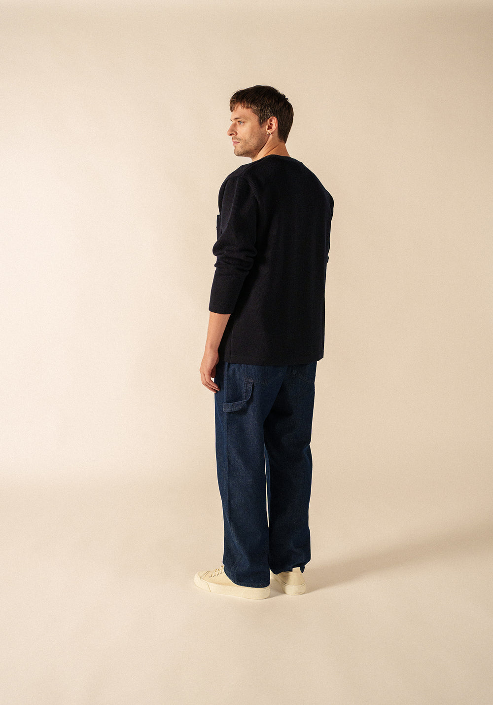 Yachting Réédit Wool Cardigan - with embroidered chest badge (NAVY)