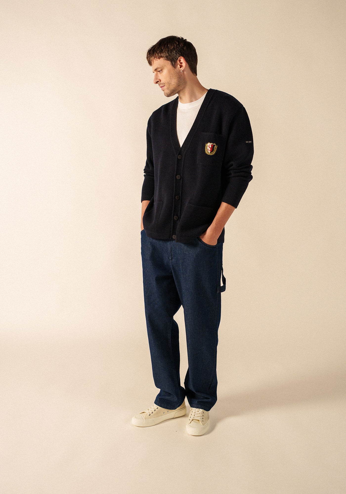 Yachting Réédit cardigan (NAVY)