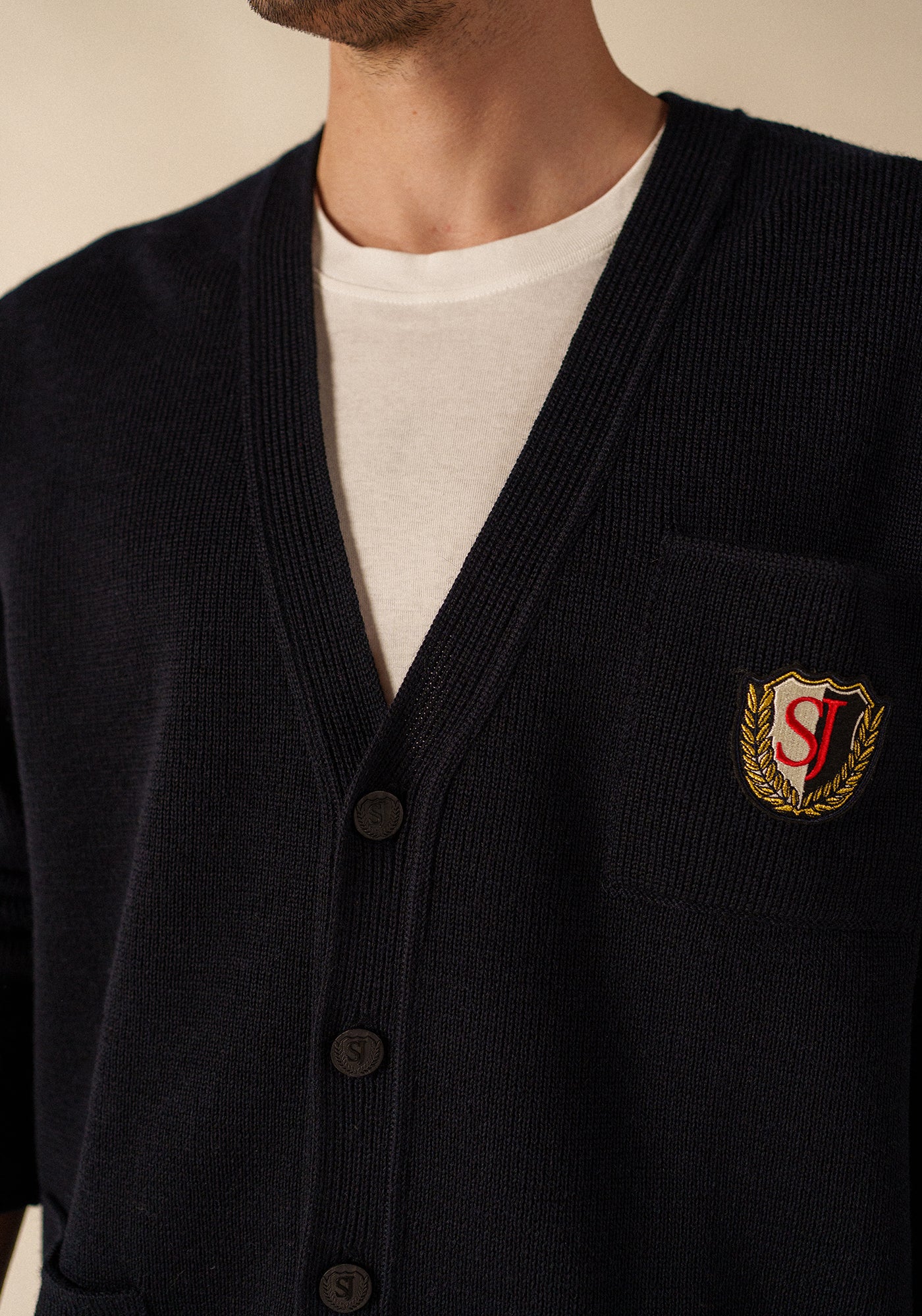 Yachting Réédit cardigan (NAVY)