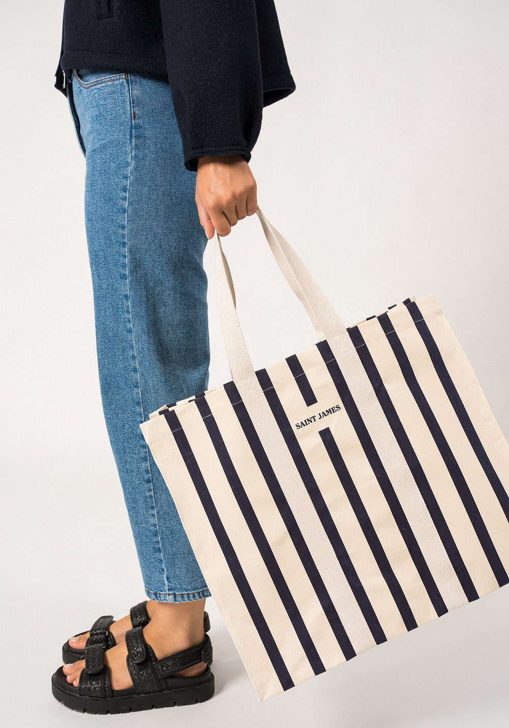 Large tote bag (ECRU/MARINE)