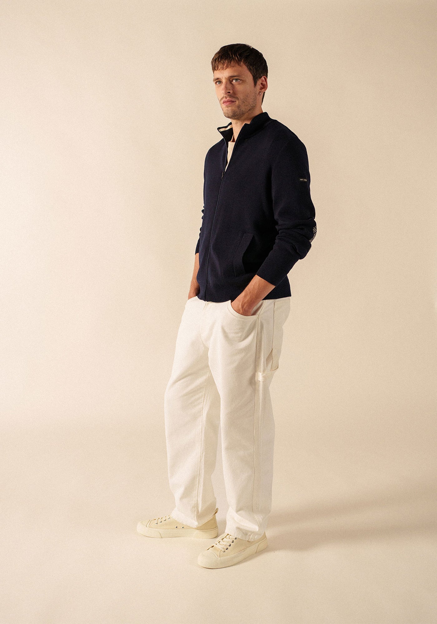 Equipage zipped cardigan (NAVY)