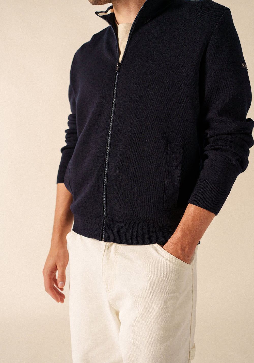 Equipage zipped cardigan (NAVY)