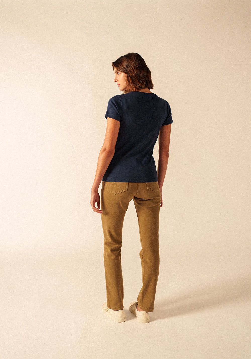 T-shirt Ajaccio V-neck – in cotton (MARINE)