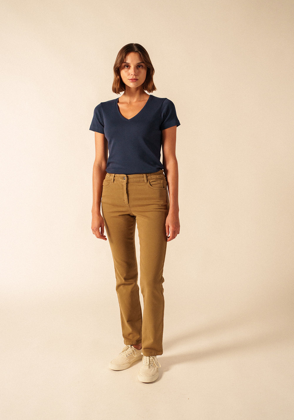 T-shirt Ajaccio V-neck – in cotton (MARINE)