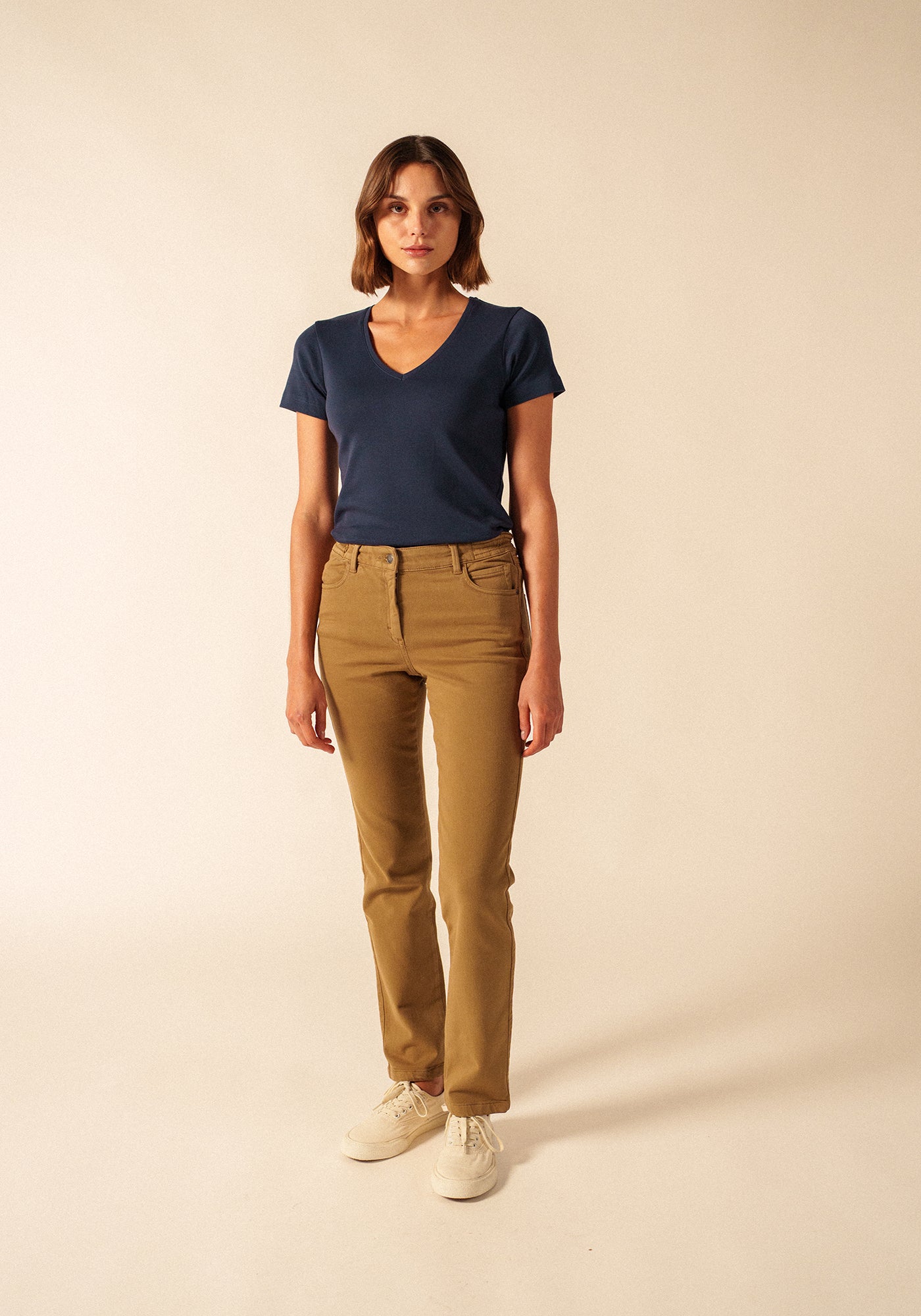 T-shirt Ajaccio V-neck – in cotton (MARINE)