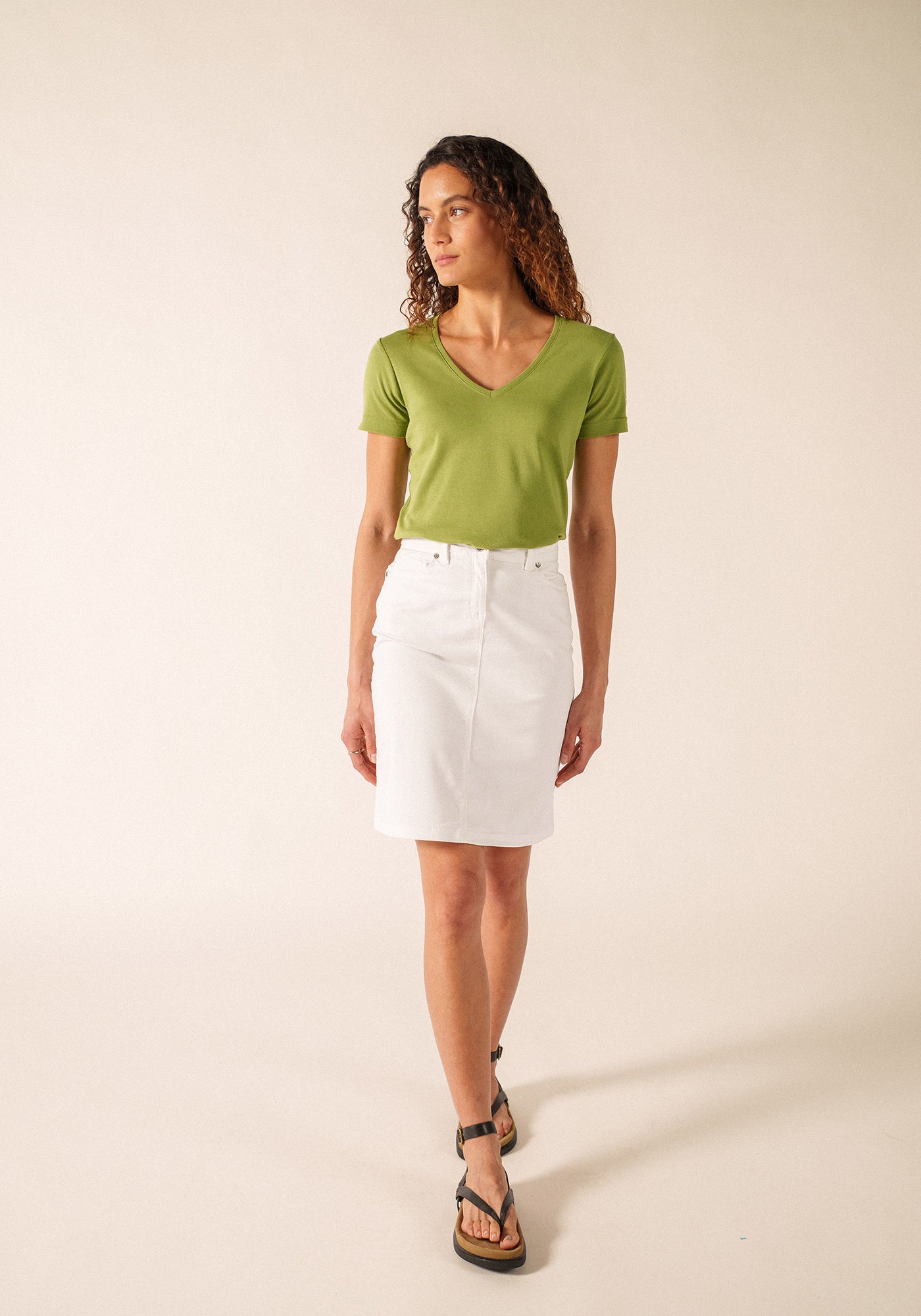 T-shirt Ajaccio V-neck – in cotton (OIL)