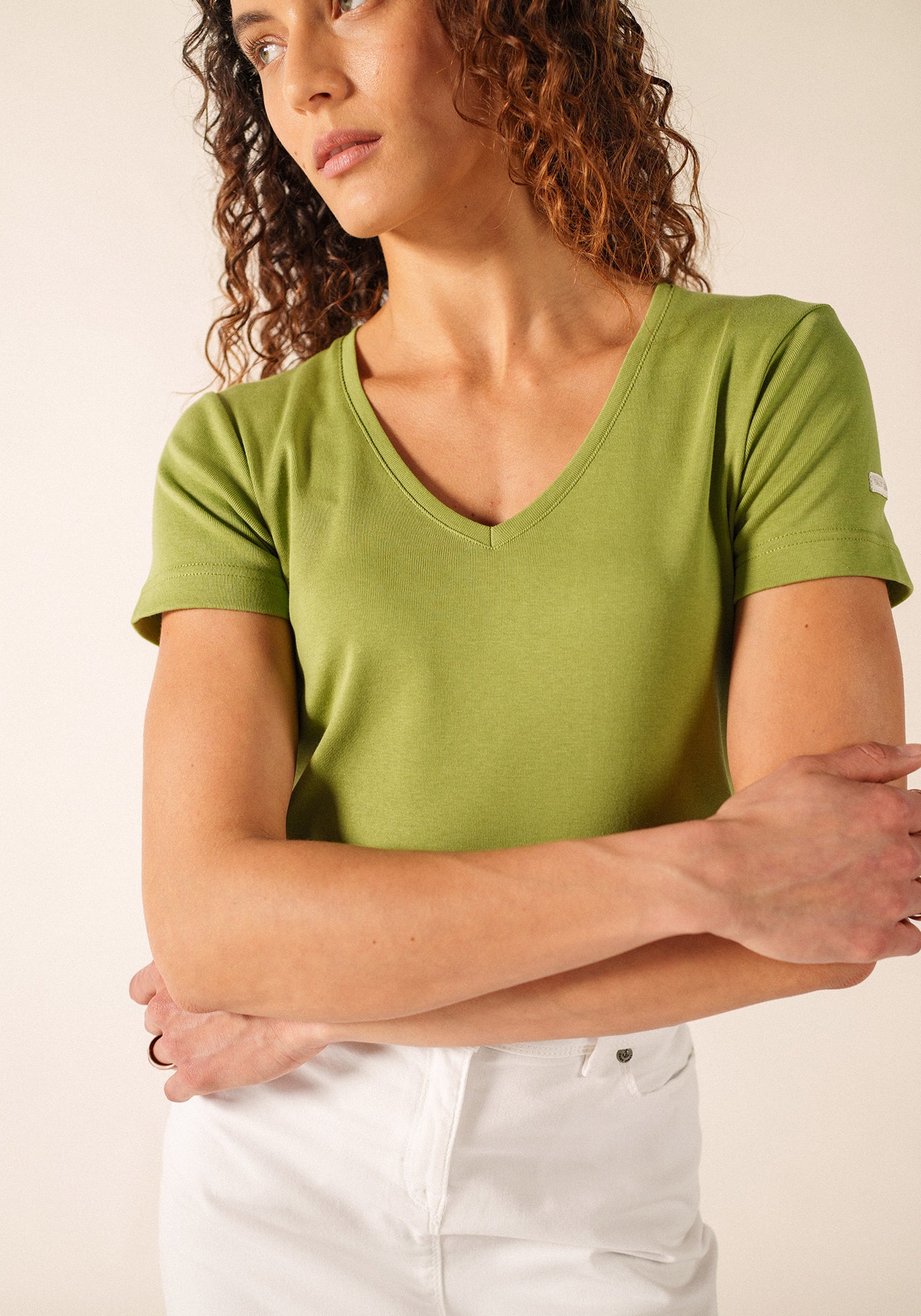 T-shirt Ajaccio V-neck – in cotton (OIL)