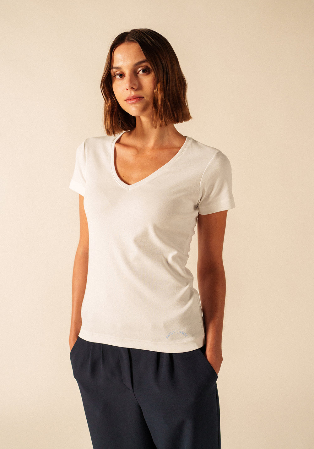 T-shirt Ajaccio V-neck – in cotton (BLANC)