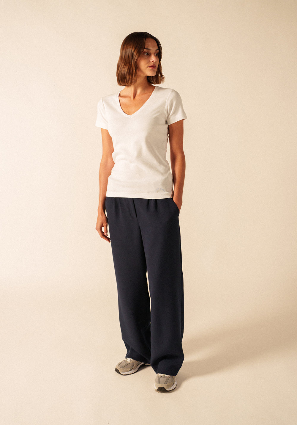 T-shirt Ajaccio V-neck – in cotton (BLANC)