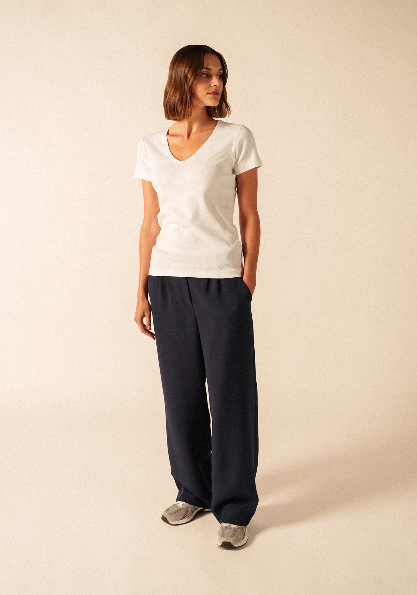T-shirt Ajaccio V-neck – in cotton (BLANC)
