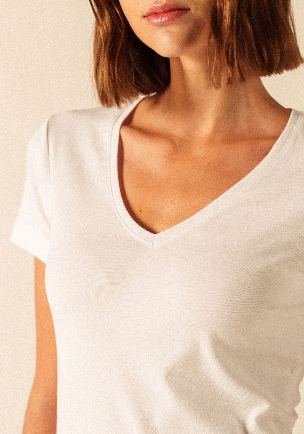 T-shirt Ajaccio V-neck – in cotton (BLANC)
