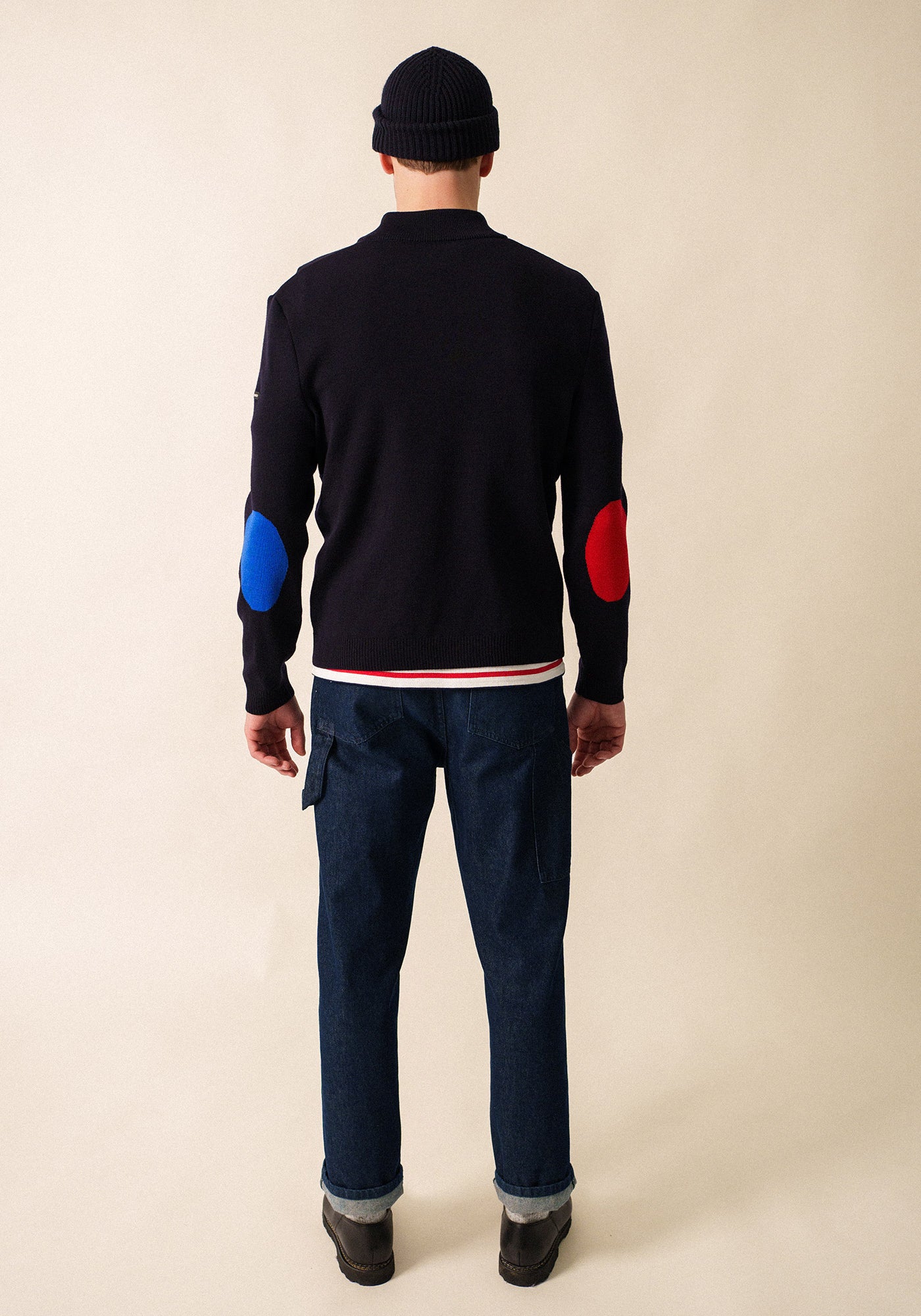 Elbow patch jumper x l'Elysée (NAVY/MULTICO)