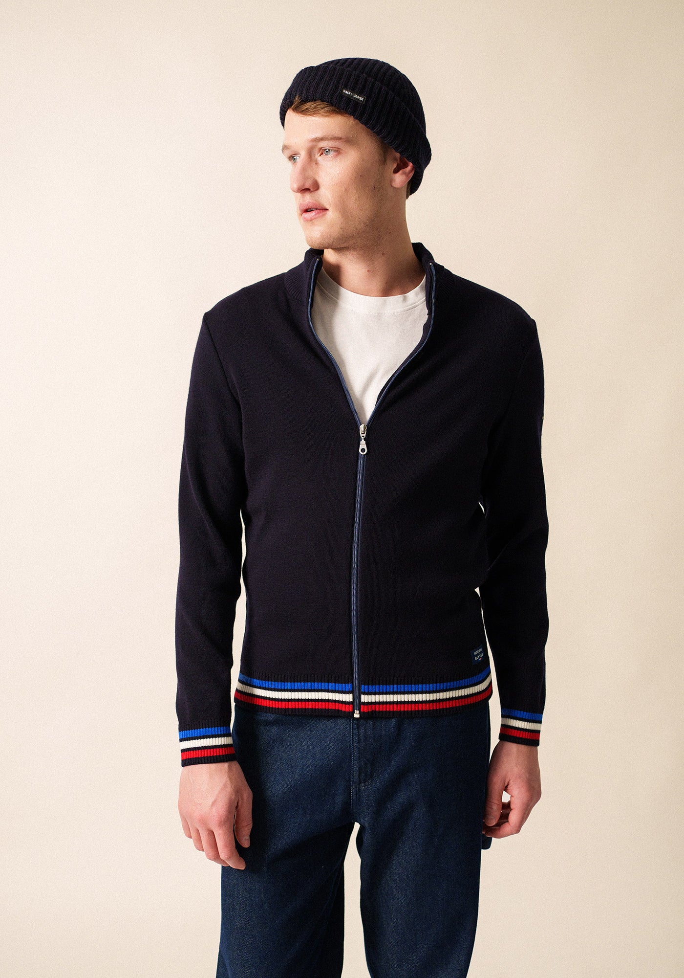 Tricolour cardigan x l'Elysée (NAVY/MULTICO)