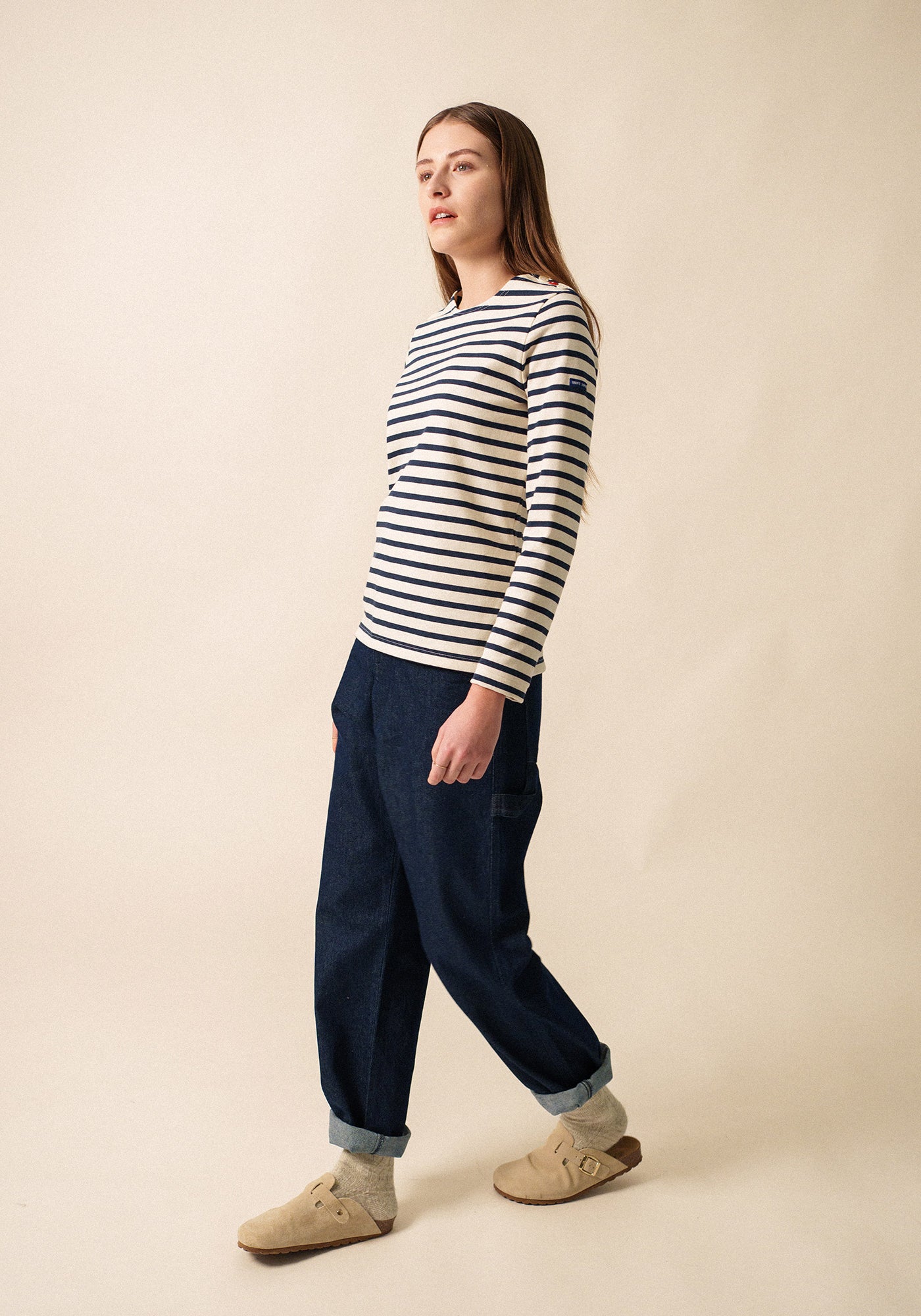 Méridame Cœur Breton shirt (ECRU/MARINE/TULIPE)