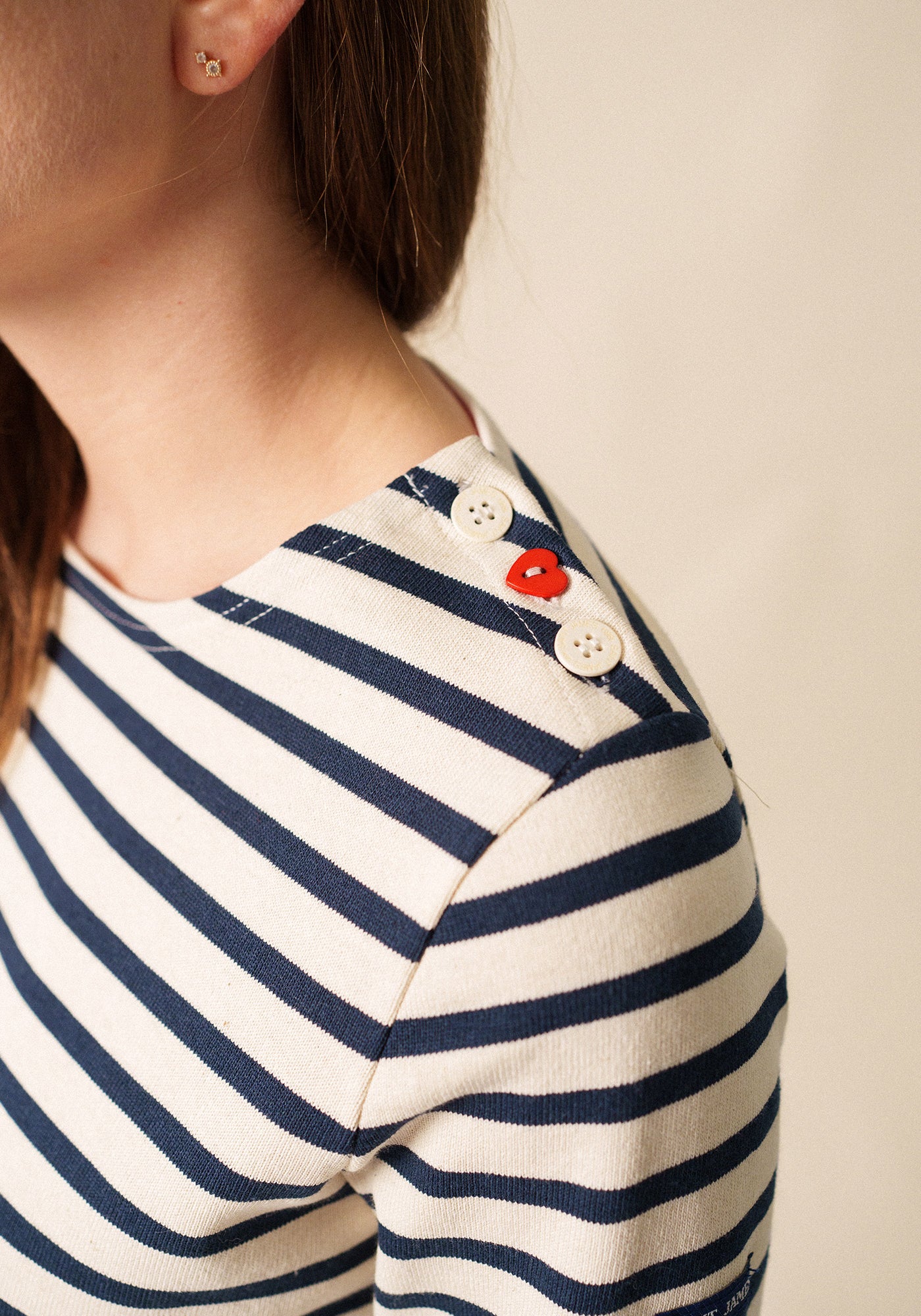 Méridame Cœur Breton shirt (ECRU/MARINE/TULIPE)
