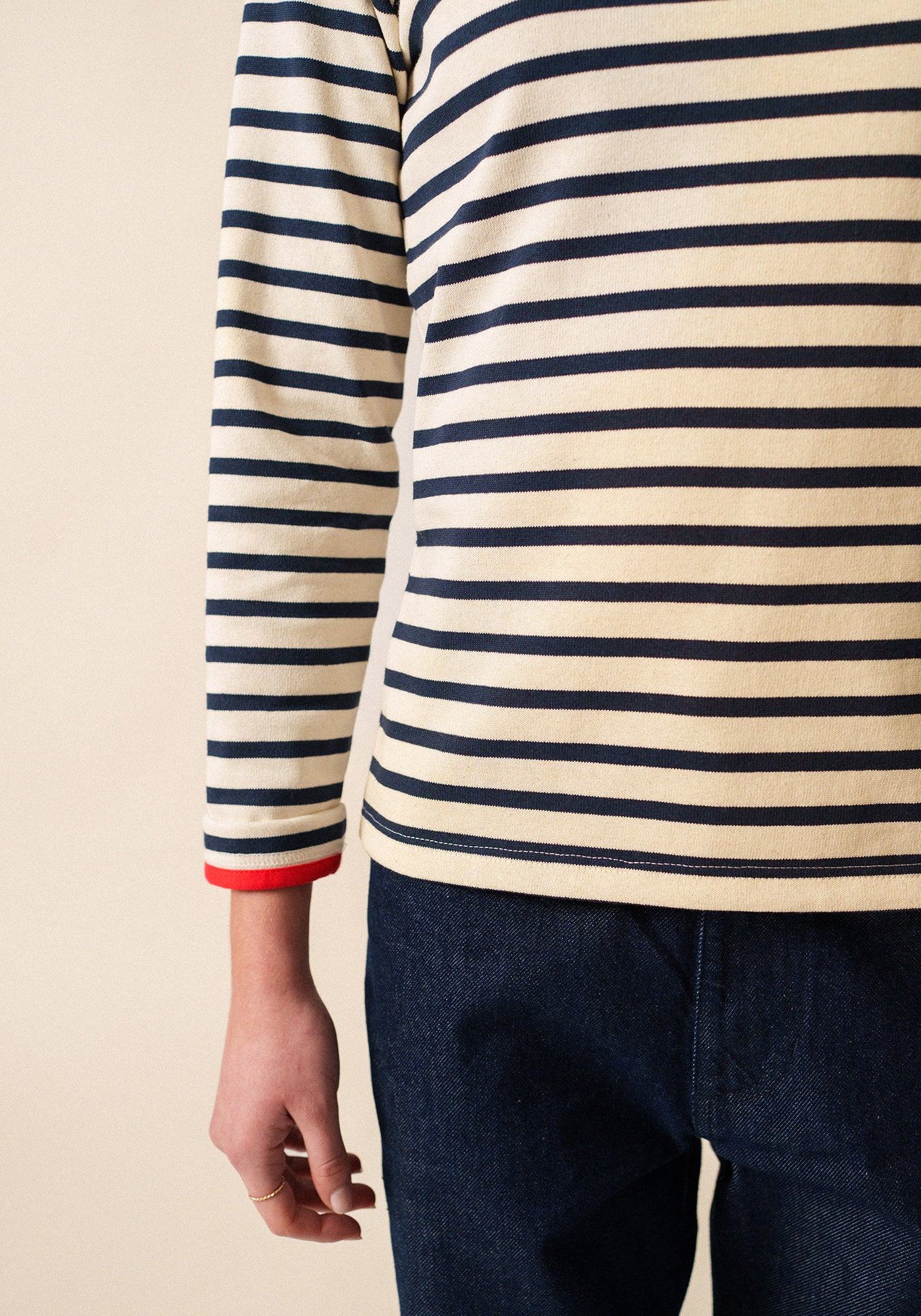 Méridame Cœur Breton shirt (ECRU/MARINE/TULIPE)