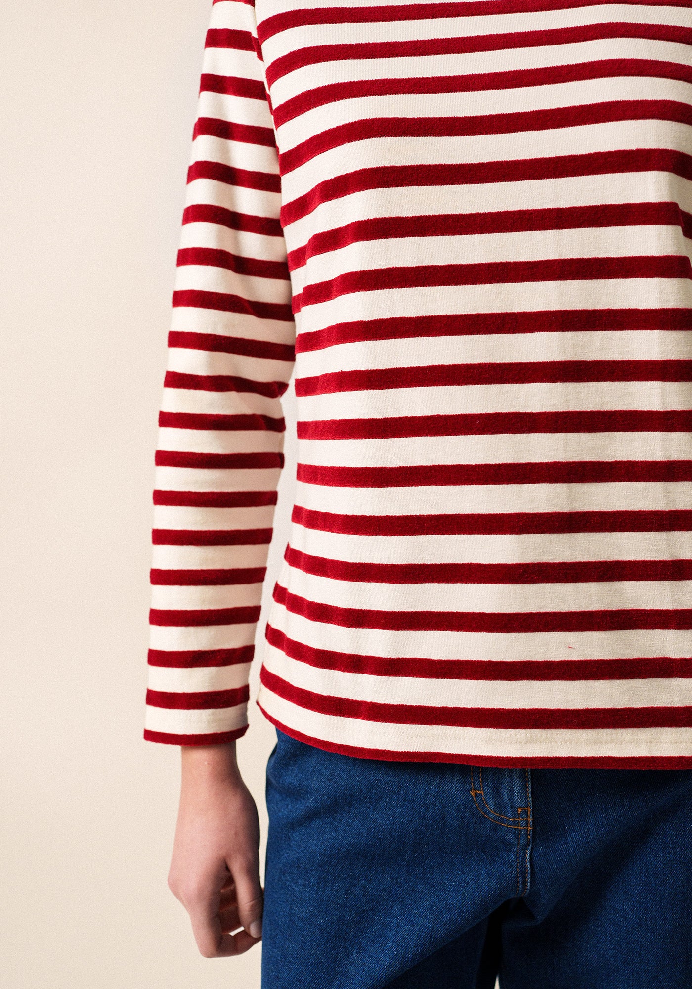 Méridame classic sailor striped shirt - in velvet (ECUME/PERSAN)