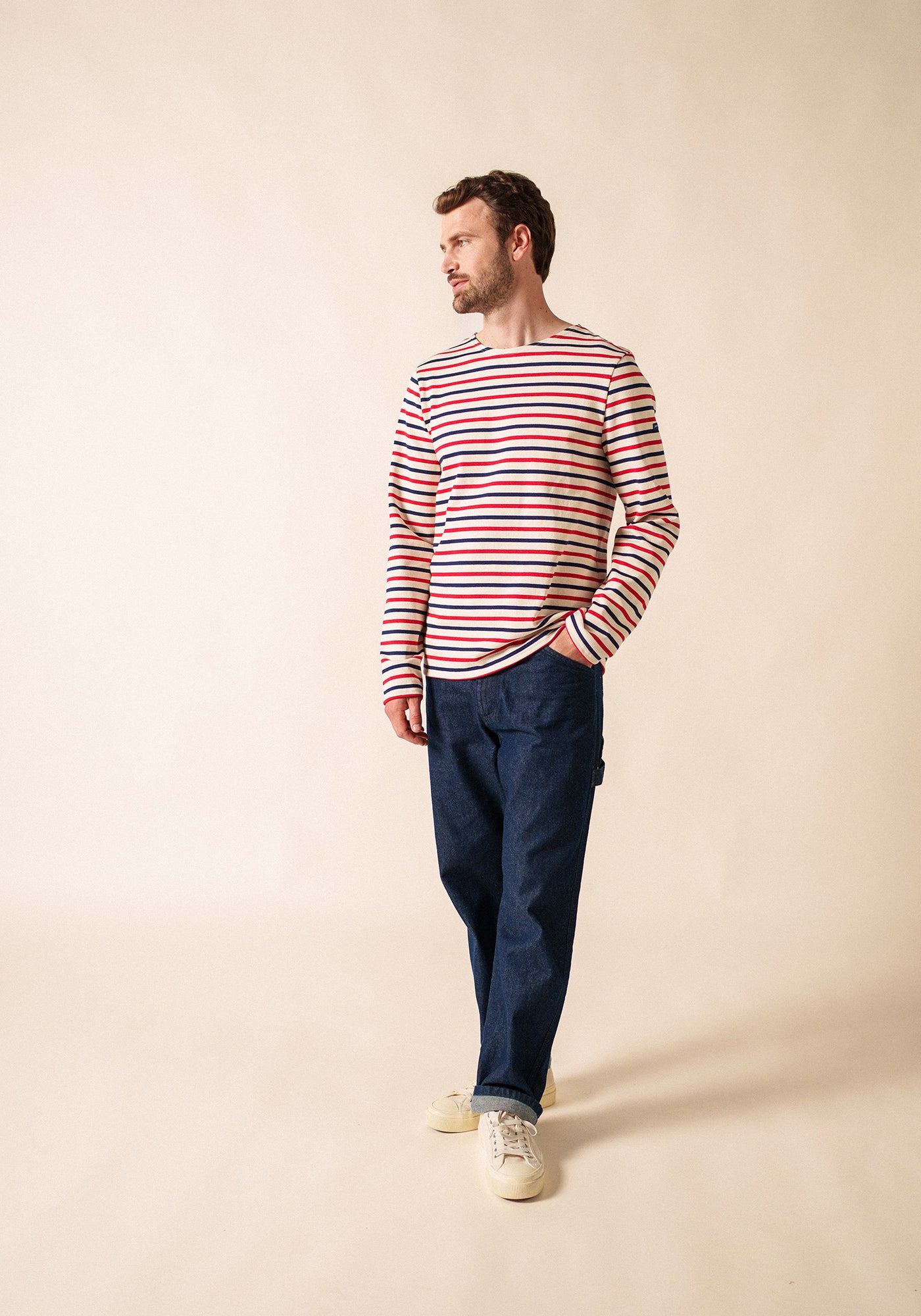 Méridien Breton shirt (ECRU/MARINE/TULIPE)