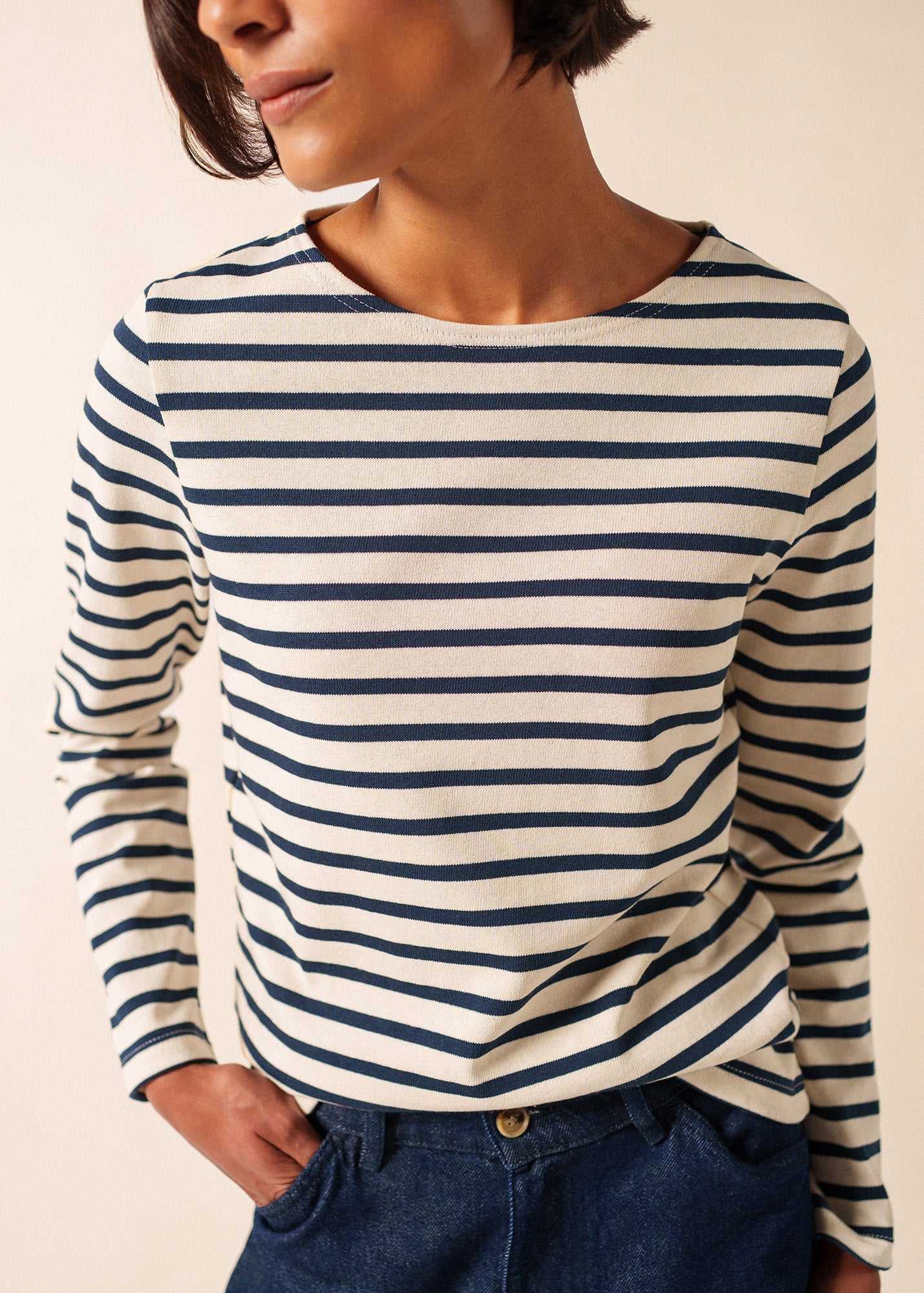 Meridame striped sailor shirt regular fit, in thick cotton | SAINT