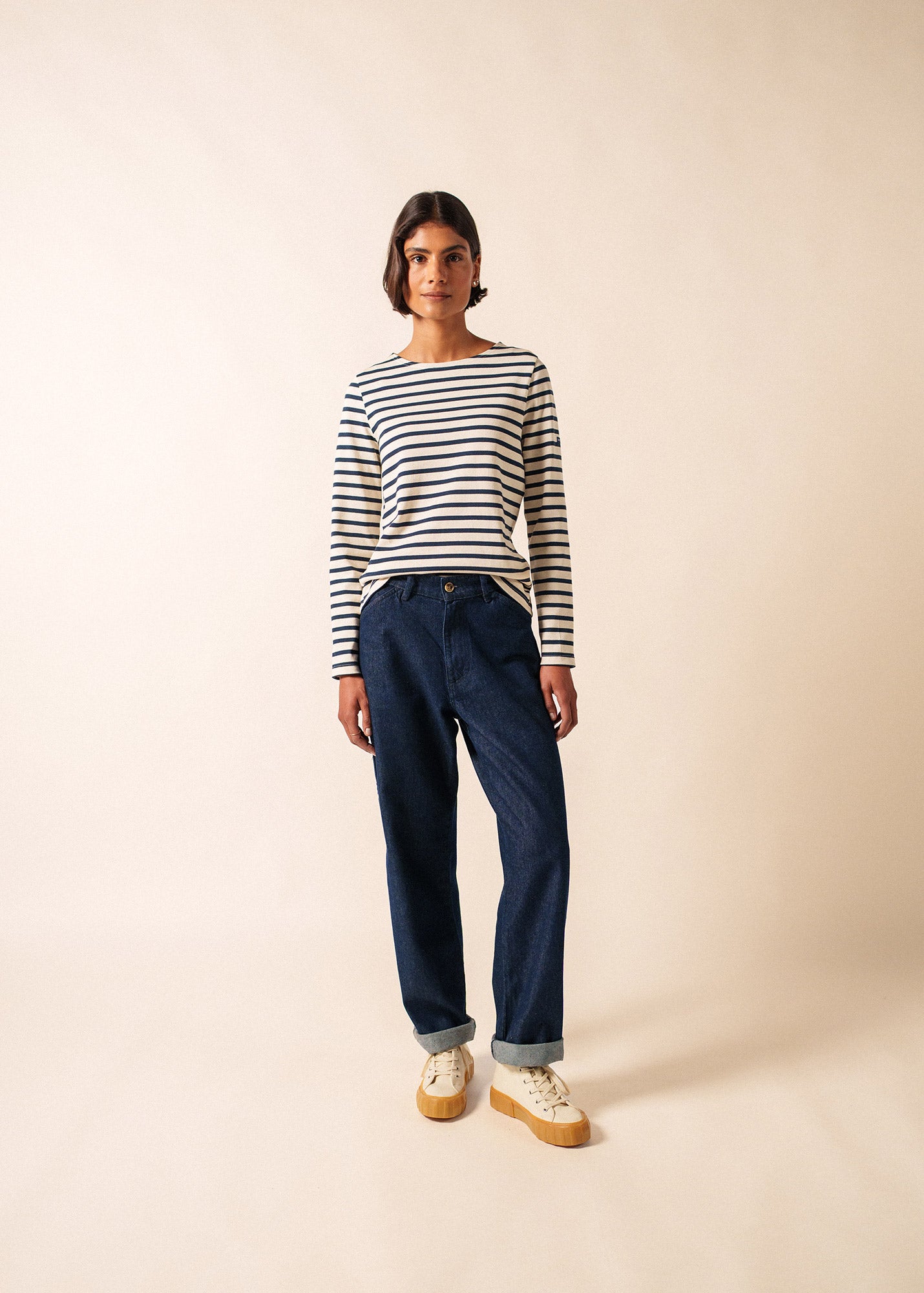 Meridame striped sailor shirt regular fit, in thick cotton | SAINT