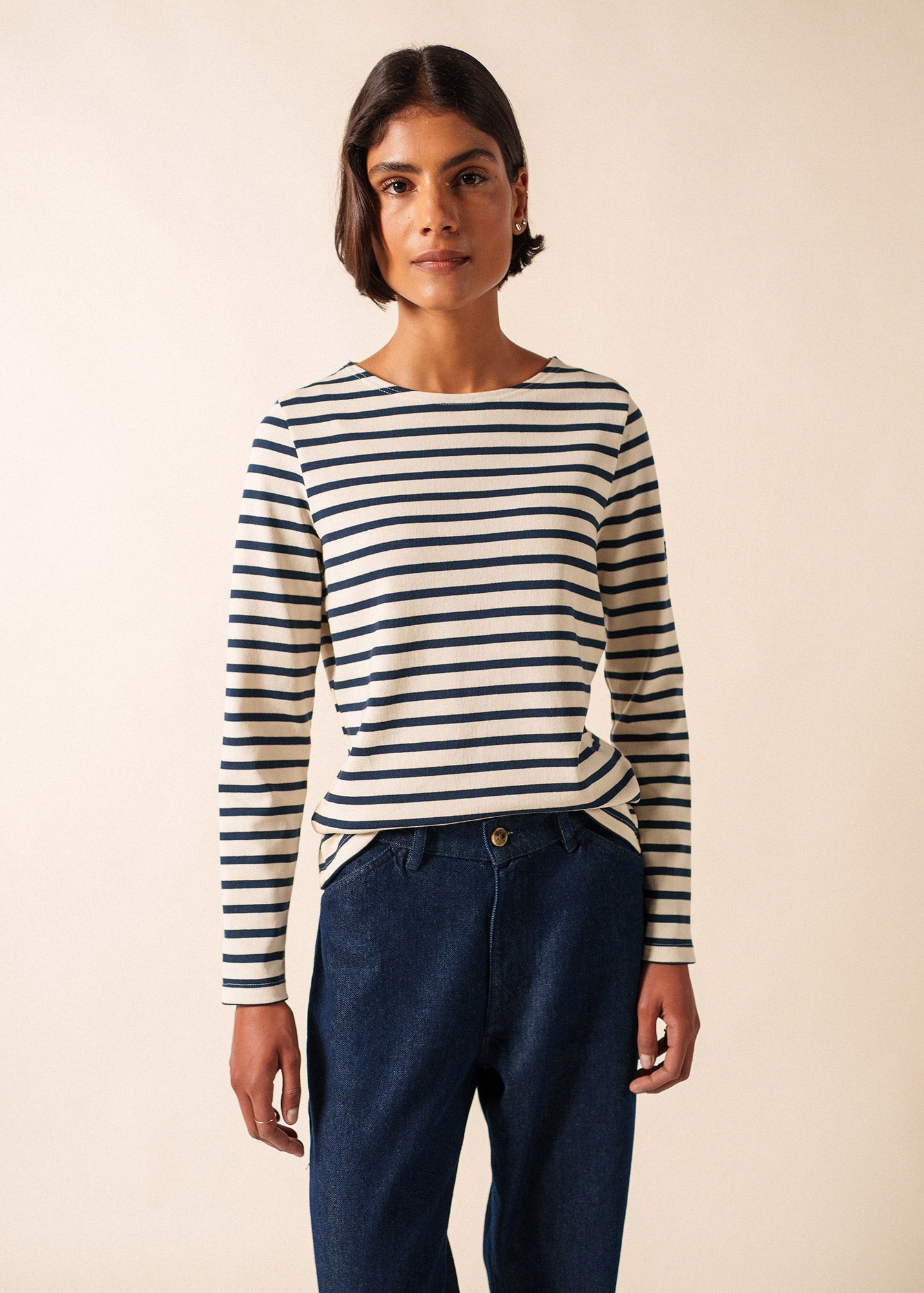 Meridame striped sailor shirt regular fit, in thick cotton | SAINT