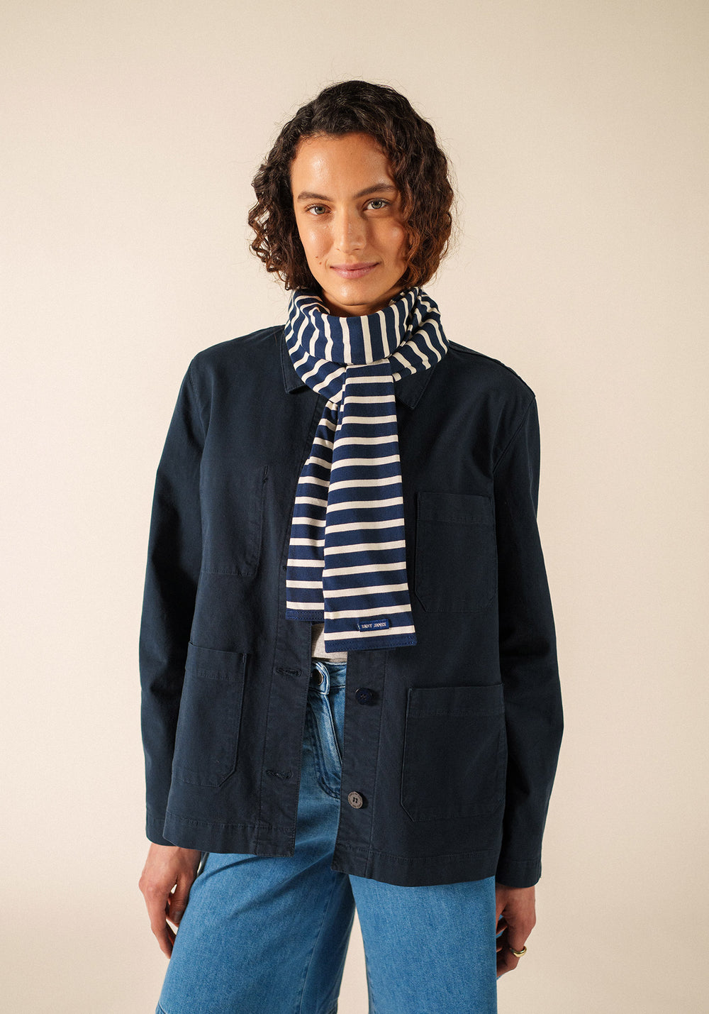 Eve scarf (MARINE/ECRU)